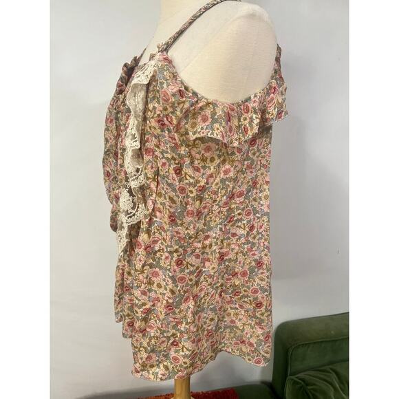 Womens BoAime Silk Lace Floral Tank Top Cottagecore Tea Garden Whimsical French - Picture 3 of 7
